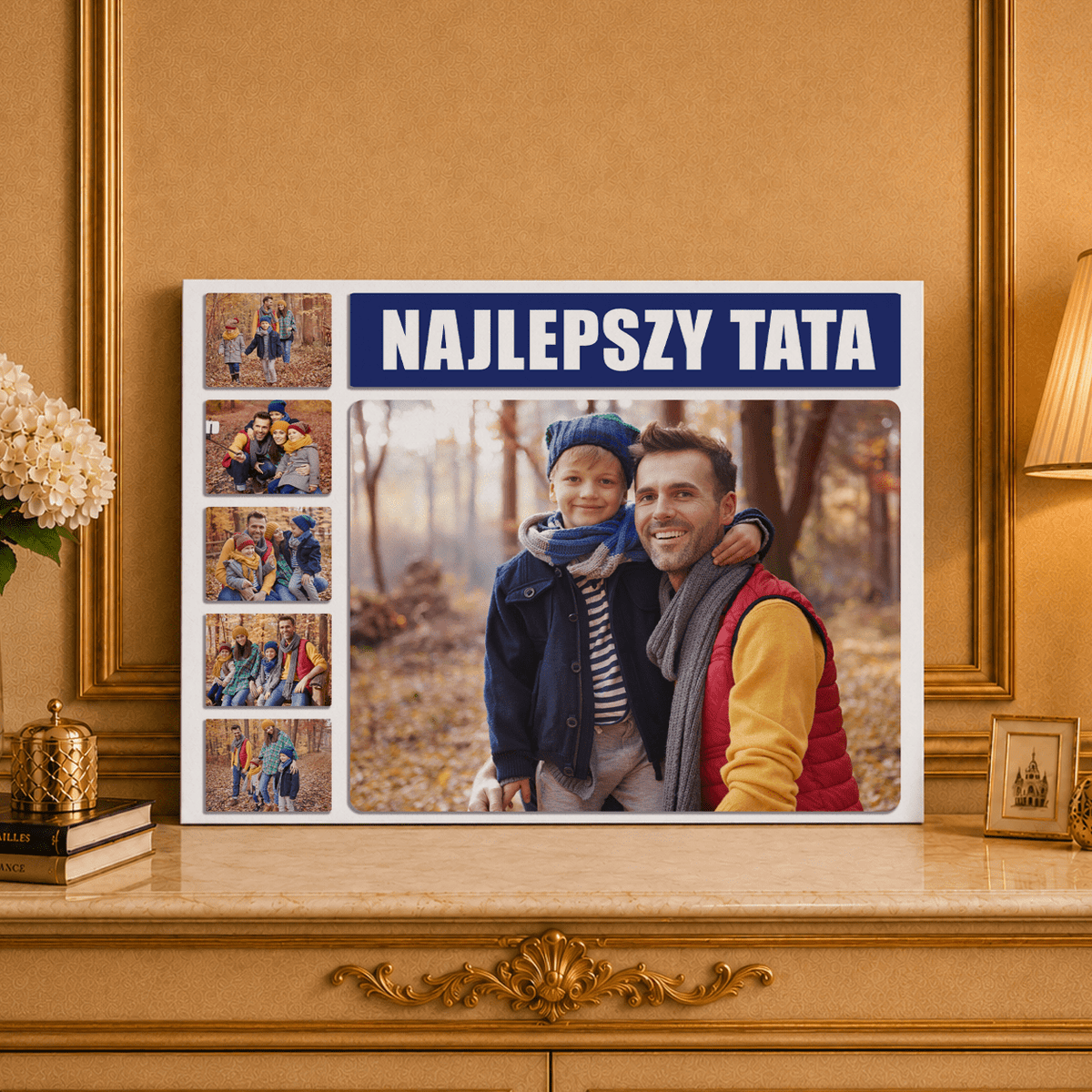 Kolaż ze zdjęć na płótnie super tatuś prezent dla taty - idamell.com