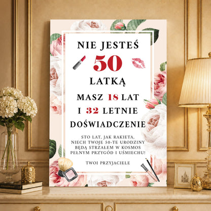 Kolaż ze zdjęć na płótnie Szalona pięćdziesiątka — prezent na urodziny - idamell.com