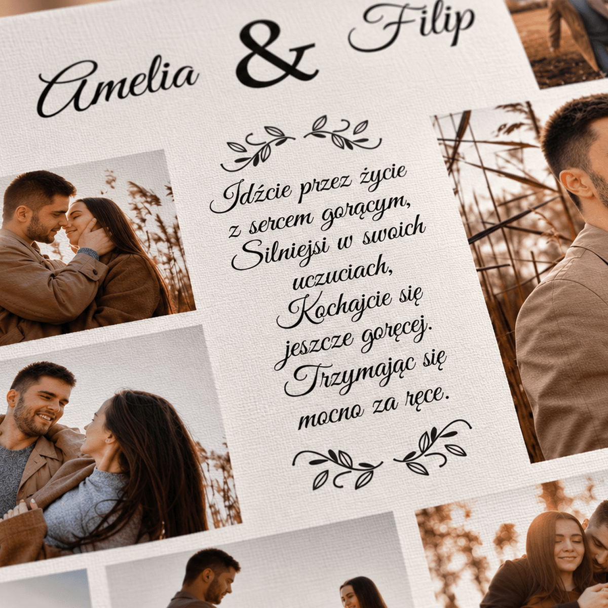 Kolaż ze zdjęć na płótnie w subtelnym ujęciu prezent na rocznicę - idamell.com