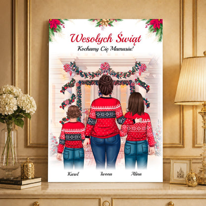 Kolaż ze zdjęć na płótnie Wesołych Świąt — prezent dla mamy - idamell.com