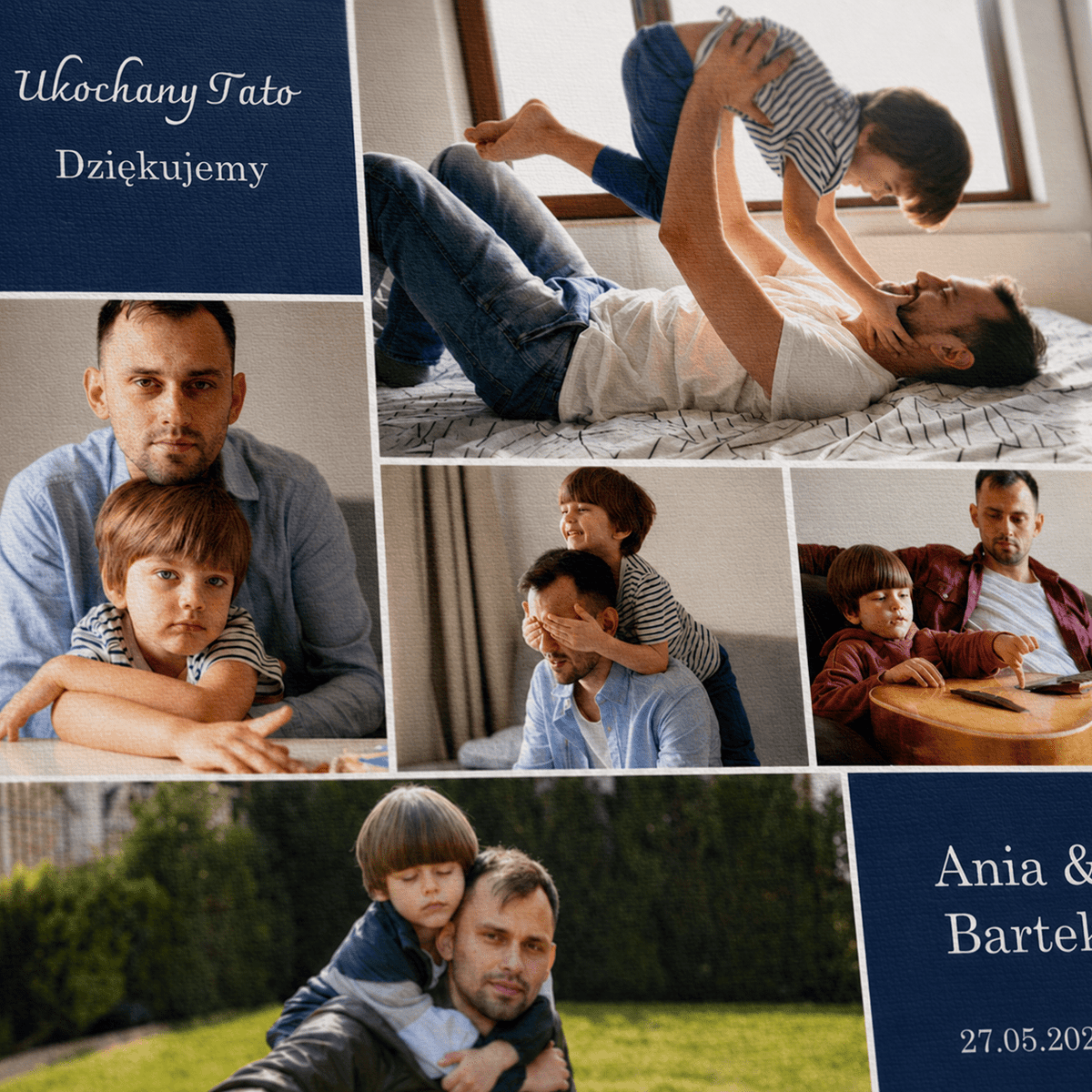Kolaż ze zdjęć na płótnie z dedykacją prezent dla taty - idamell.com