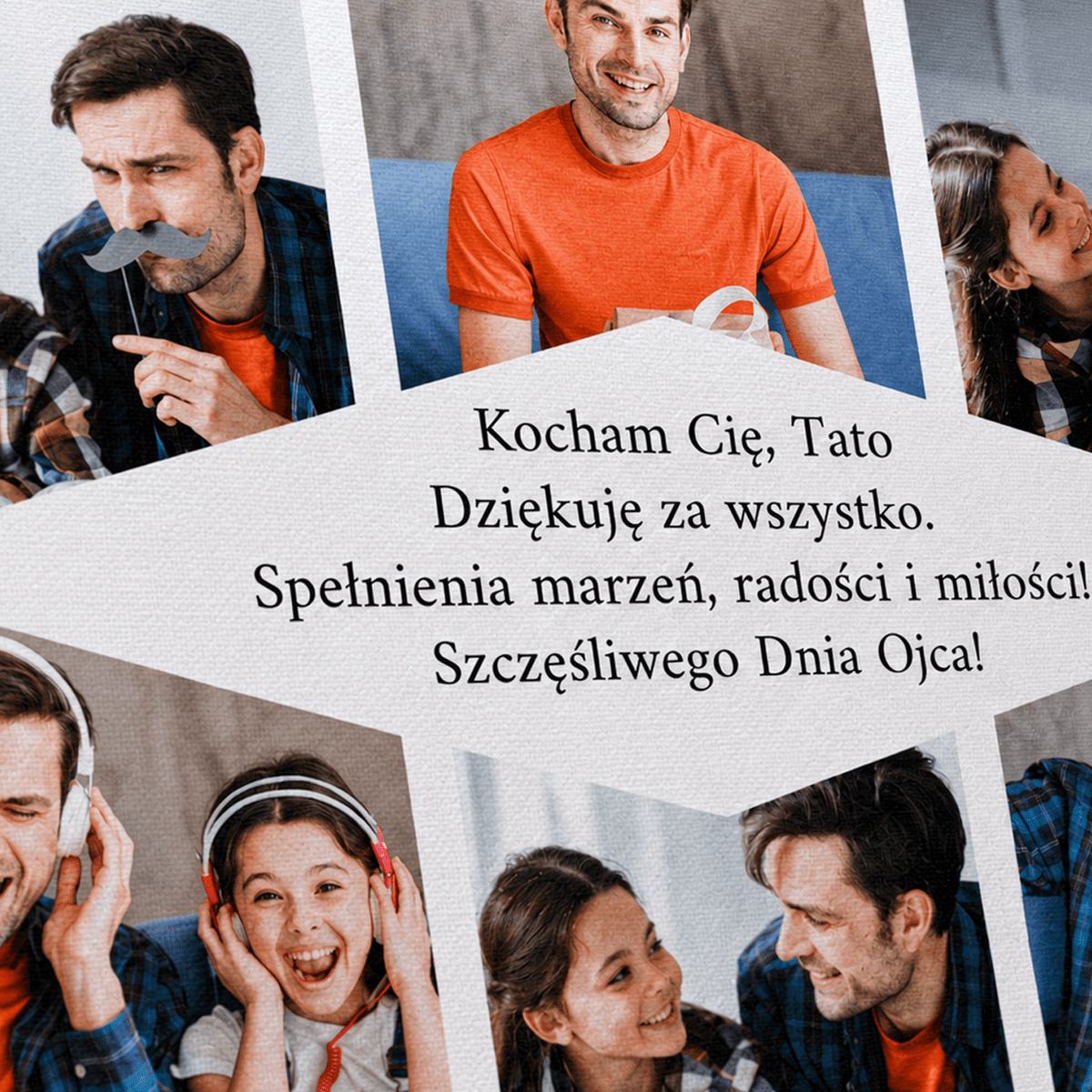 Kolaż ze zdjęć na płótnie z liczbą lat prezent dla taty - idamell.com