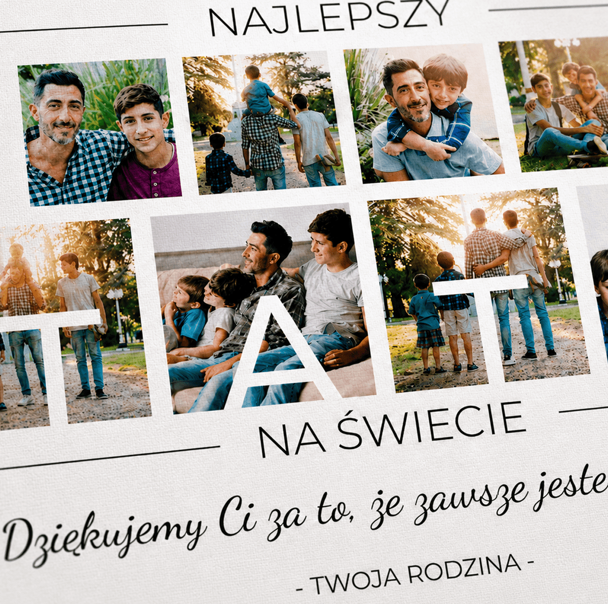 Kolaż ze zdjęć na płótnie z napisem prezent dla taty - idamell.com
