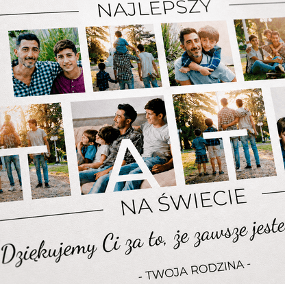Kolaż ze zdjęć na płótnie z napisem prezent dla taty - idamell.com