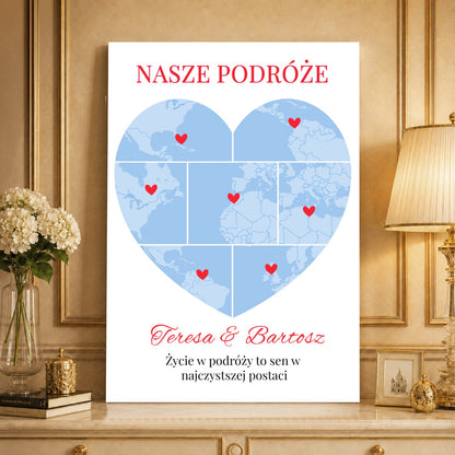 Kolaż ze zdjęć na płótnie Życie w podróży — prezent na rocznicę - idamell.com