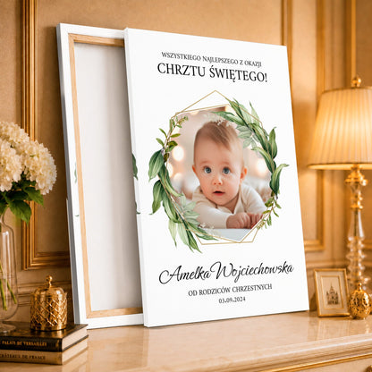 Kolaż ze zdjęć na płótnie Życzenia od rodziców chrzestnych — prezent na chrzciny - idamell.com