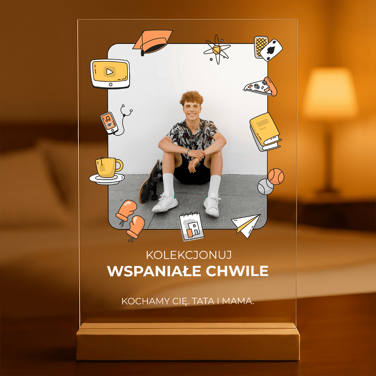 Kolekcjoner wspaniałych chwil - Druk na szkle, spersonalizowany prezent dla syna - idamell.com