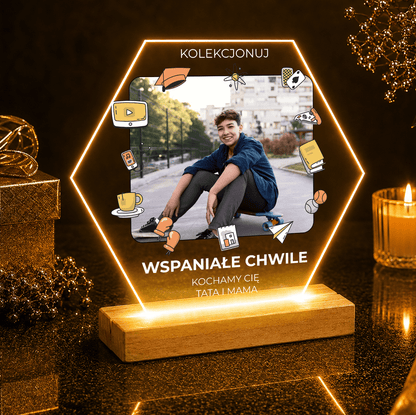 Kolekcjonuj wspaniałe chwile! - Druk na szkle, spersonalizowany prezent dla syna - idamell.com
