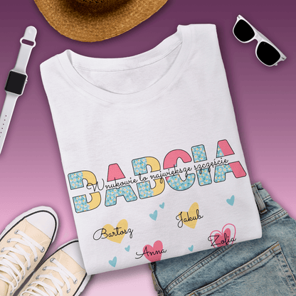 Koszulka damska z nadrukiem BABCIA I WNUKI - spersonalizowany prezent dla babci - idamell.com