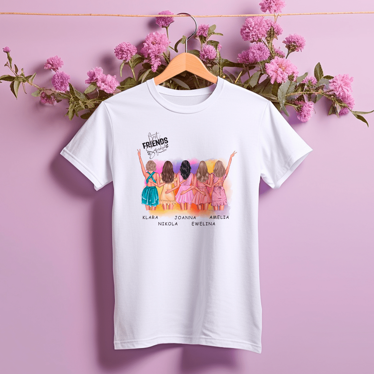 Koszulka damska z nadrukiem BEST FRIENDS - spersonalizowany prezent dla przyjaciółki - idamell.com