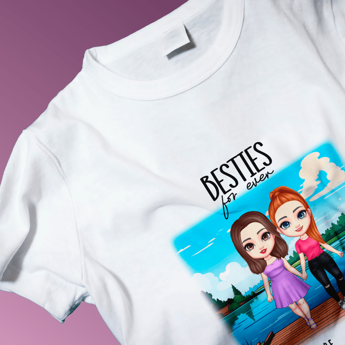 Koszulka damska z nadrukiem BESTIES FOR EVER - spersonalizowany prezent dla siostry - idamell.com