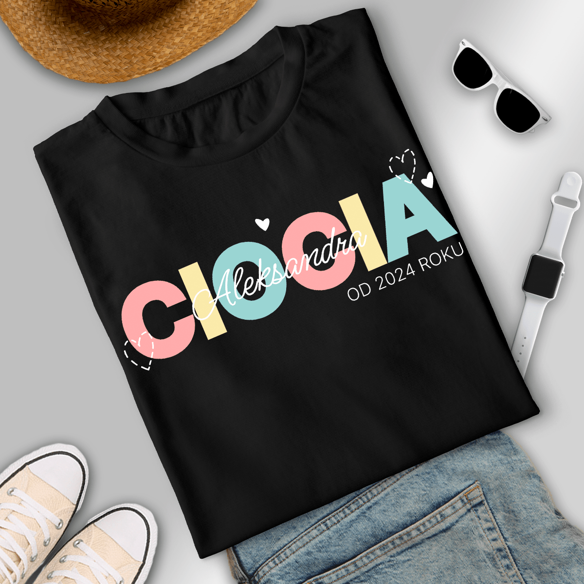 Koszulka damska z nadrukiem CIOCIA - spersonalizowany prezent dla cioci - idamell.com