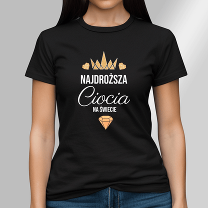 Koszulka damska z nadrukiem CIOCIA TO SKARB - spersonalizowany prezent dla cioci - idamell.com