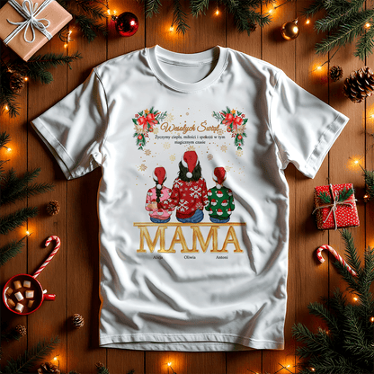 Koszulka damska z nadrukiem CLIPART ŚWIĄTECZNY DLA MAMY - spersonalizowany prezent dla mamy - idamell.com