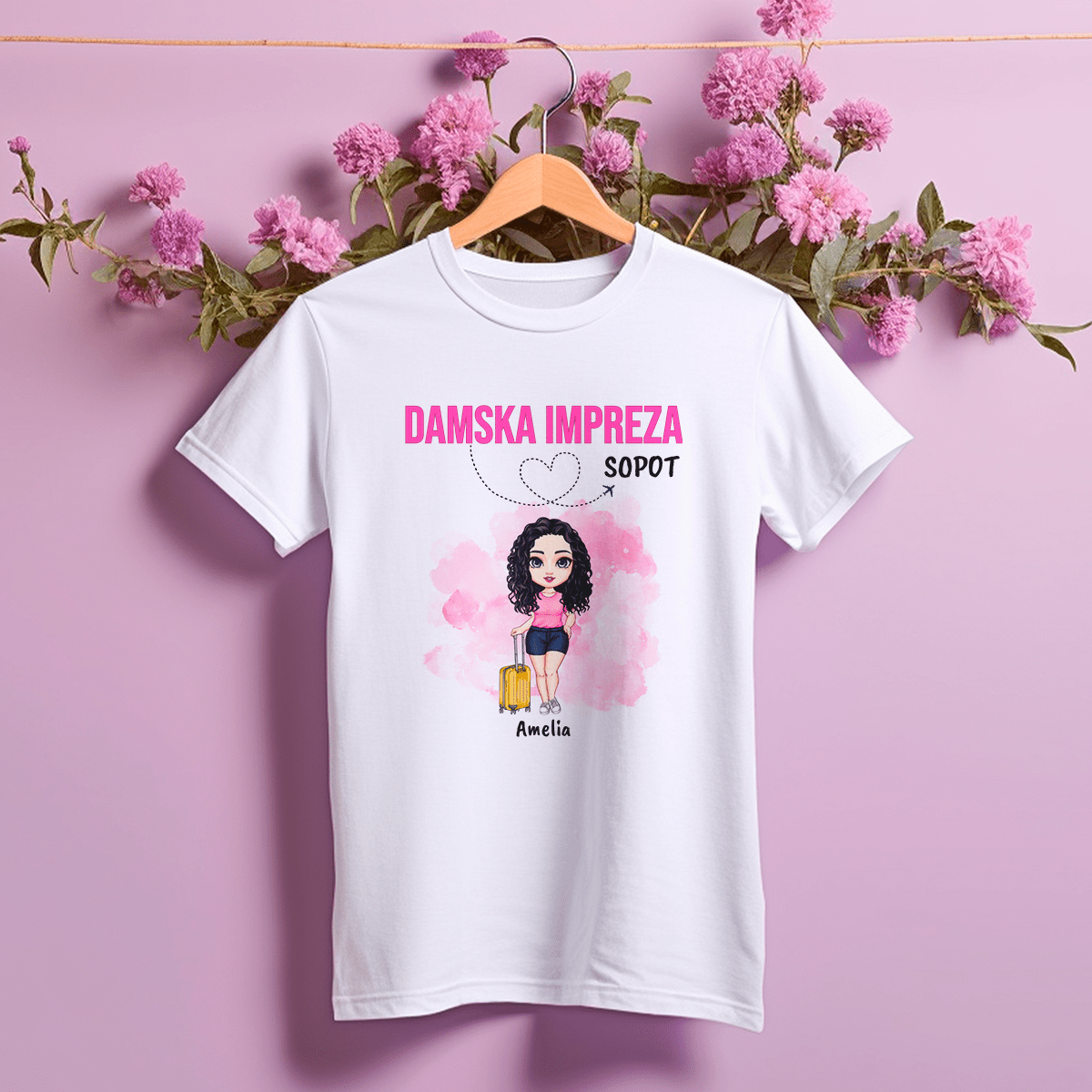 Koszulka damska z nadrukiem DAMSKA IMPREZA - spersonalizowany prezent dla przyjaciółki - idamell.com