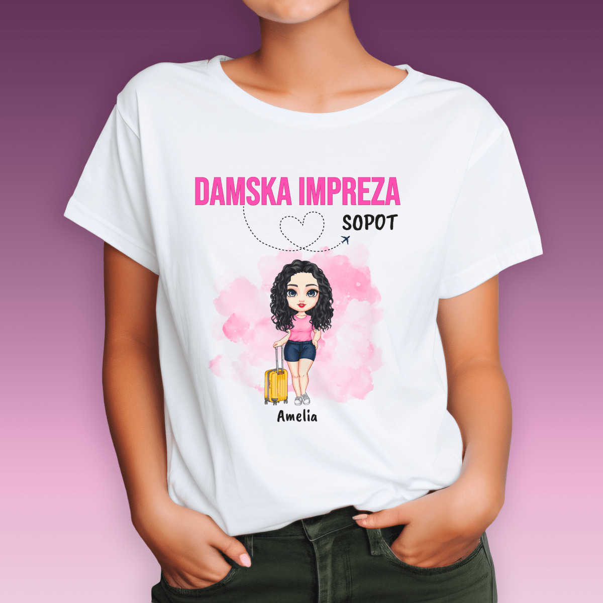 Koszulka damska z nadrukiem DAMSKA IMPREZA - spersonalizowany prezent dla przyjaciółki - idamell.com