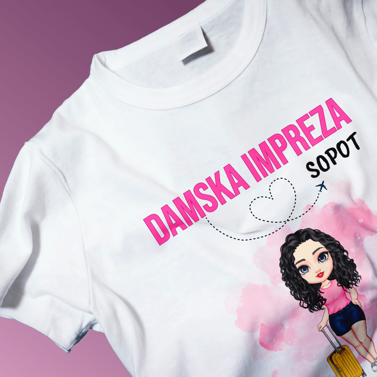 Koszulka damska z nadrukiem DAMSKA IMPREZA - spersonalizowany prezent dla przyjaciółki - idamell.com