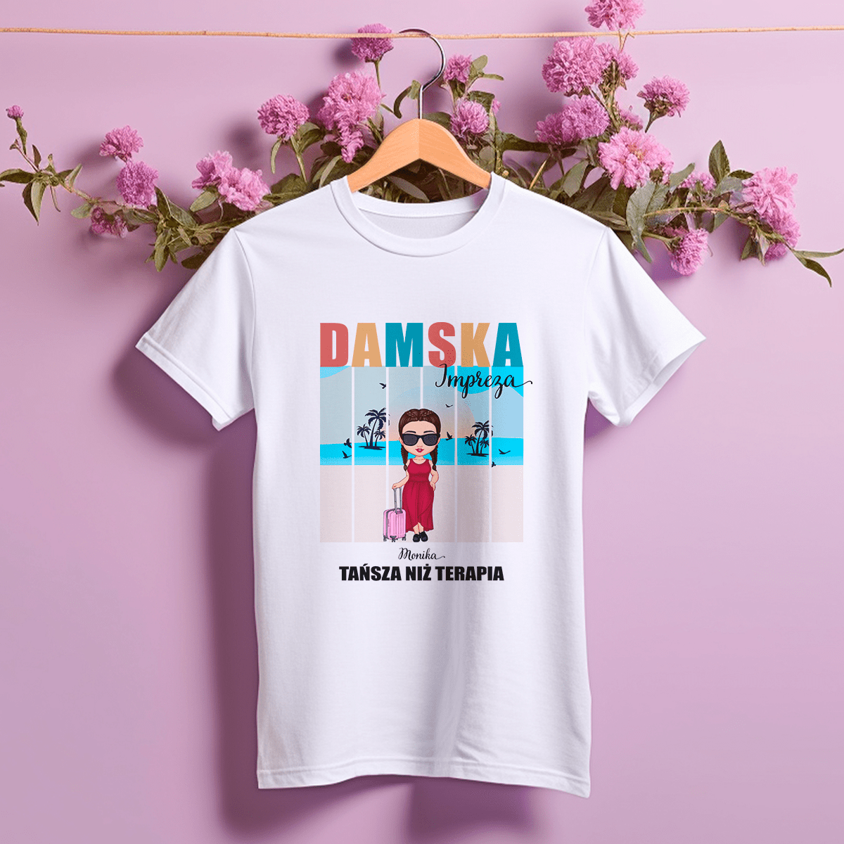 Koszulka damska z nadrukiem DAMSKA IMPREZA - spersonalizowany prezent dla przyjaciółki - idamell.com