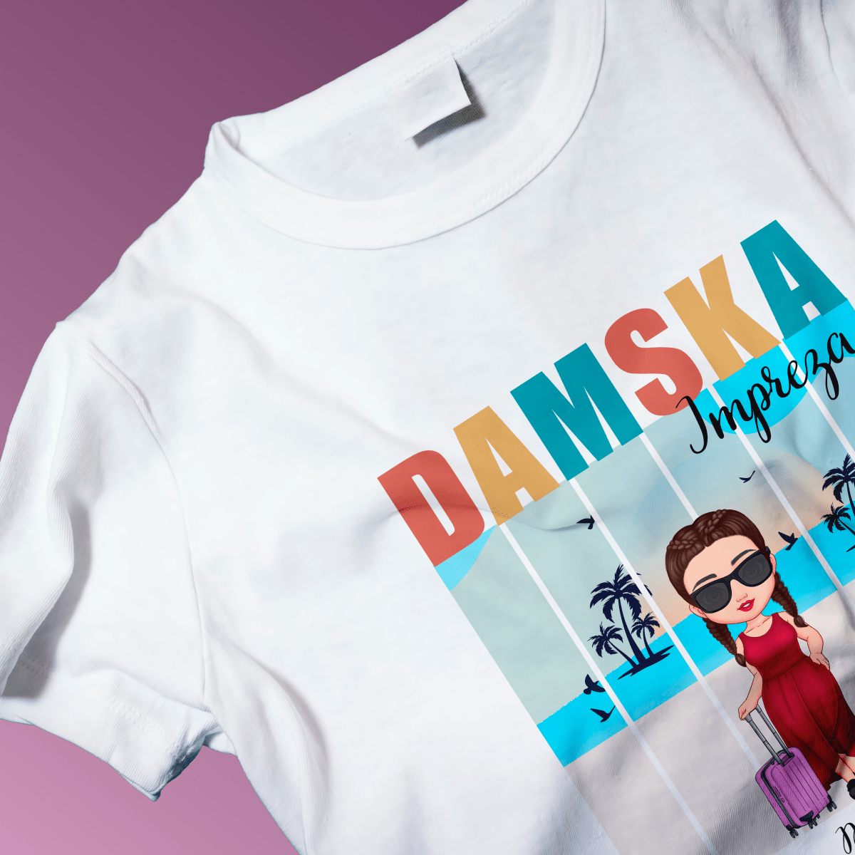 Koszulka damska z nadrukiem DAMSKA IMPREZA - spersonalizowany prezent dla przyjaciółki - idamell.com