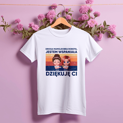 Koszulka damska z nadrukiem DOBRA ROBOTA - spersonalizowany prezent dla mamy - idamell.com