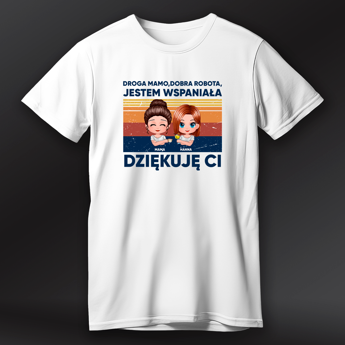 Koszulka damska z nadrukiem DOBRA ROBOTA - spersonalizowany prezent dla mamy - idamell.com