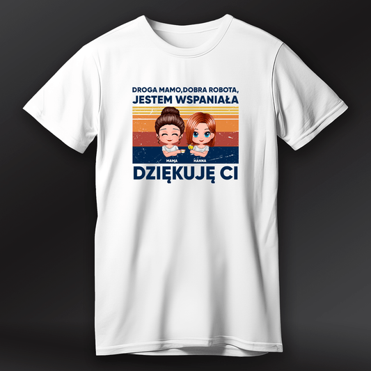 Koszulka damska z nadrukiem DOBRA ROBOTA - spersonalizowany prezent dla mamy - idamell.com