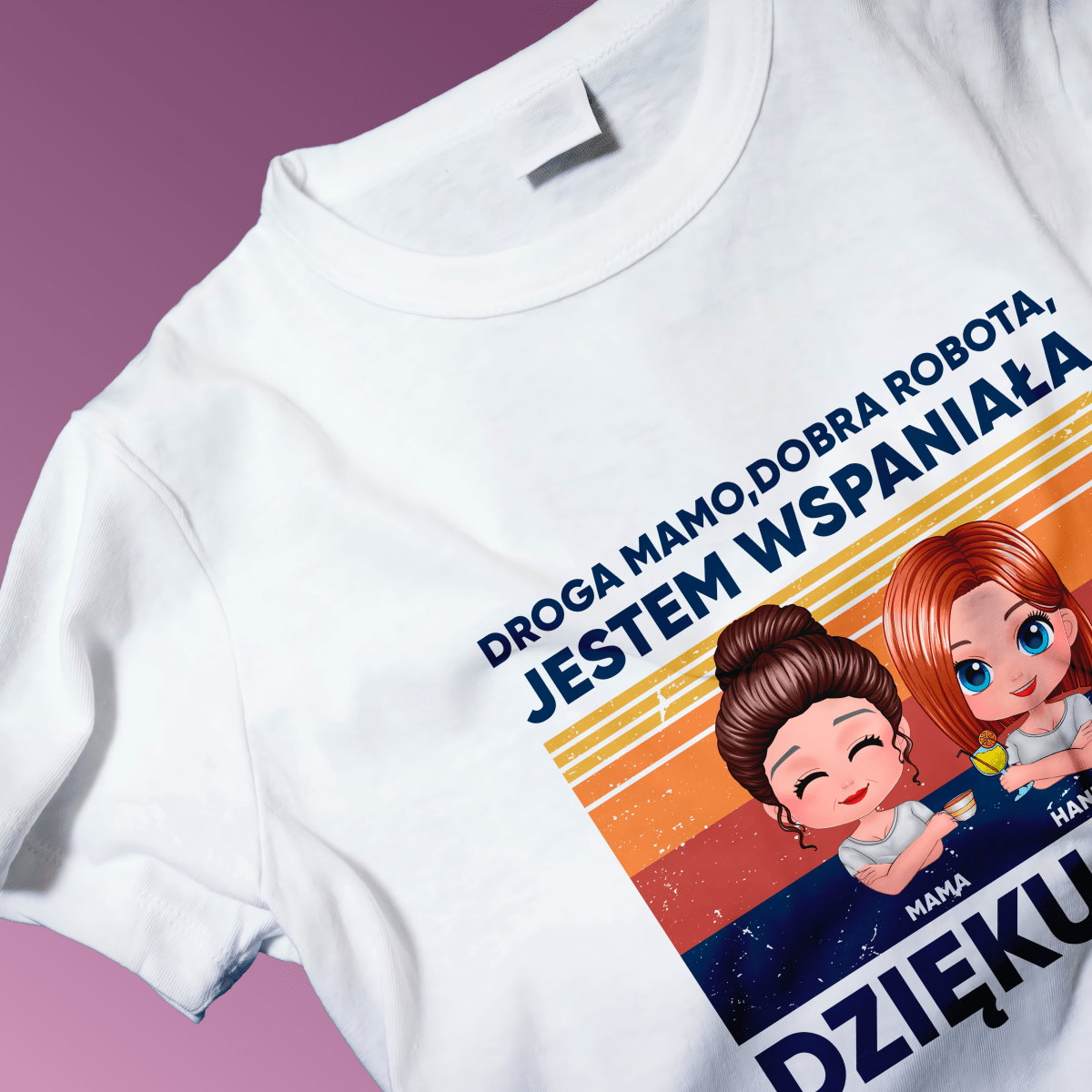 Koszulka damska z nadrukiem DOBRA ROBOTA - spersonalizowany prezent dla mamy - idamell.com