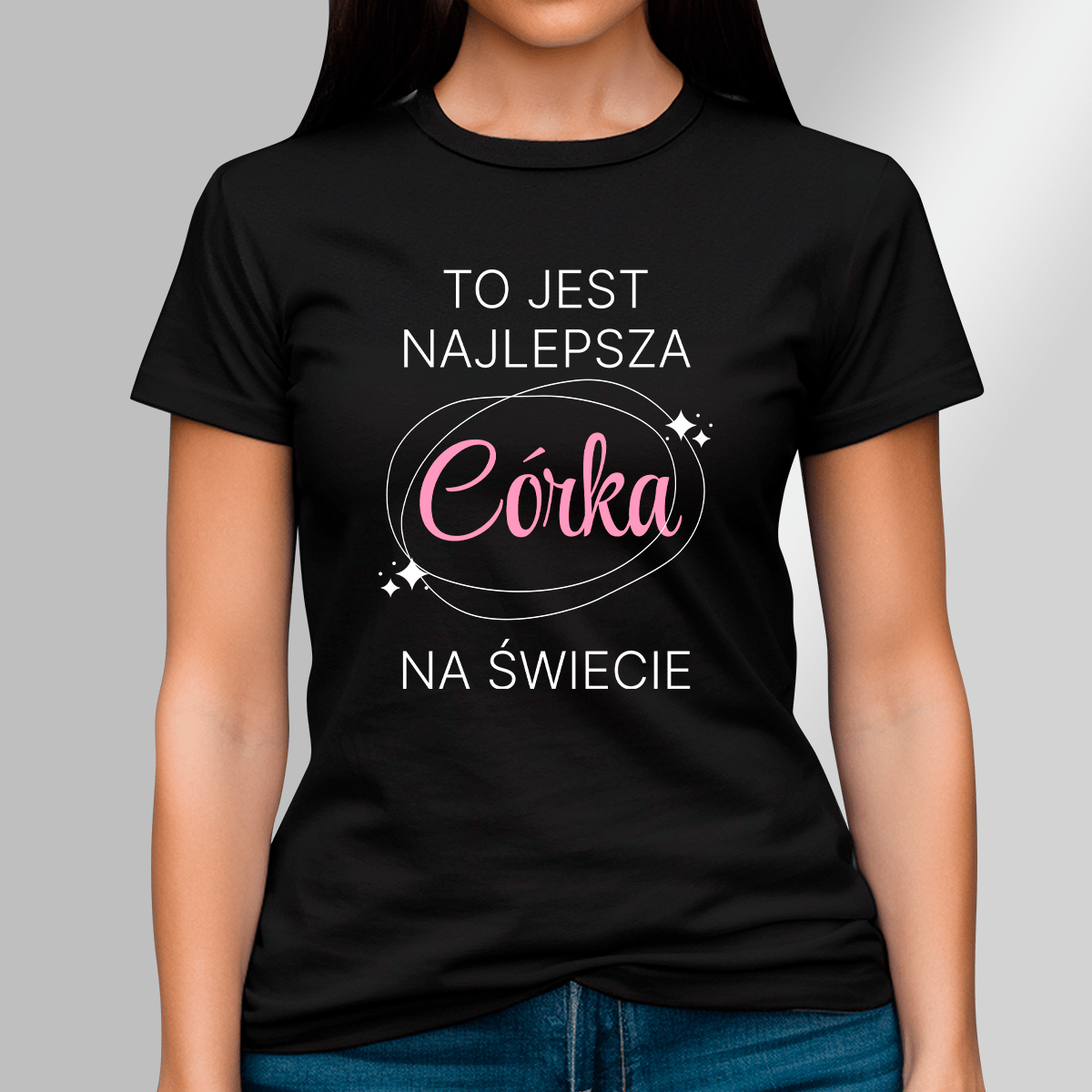 Koszulka damska z nadrukiem NAJLEPSZA CÓRKA - spersonalizowany prezent dla córki - idamell.com