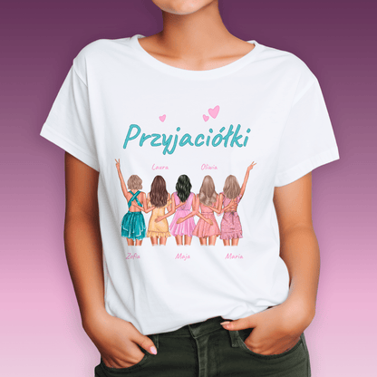 Koszulka damska z nadrukiem PRZYJACIÓŁKI - spersonalizowany prezent dla przyjaciółki - idamell.com