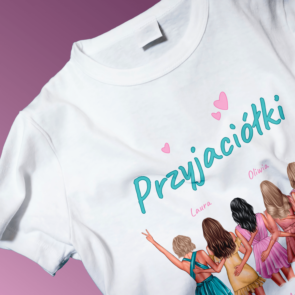 Koszulka damska z nadrukiem PRZYJACIÓŁKI - spersonalizowany prezent dla przyjaciółki - idamell.com