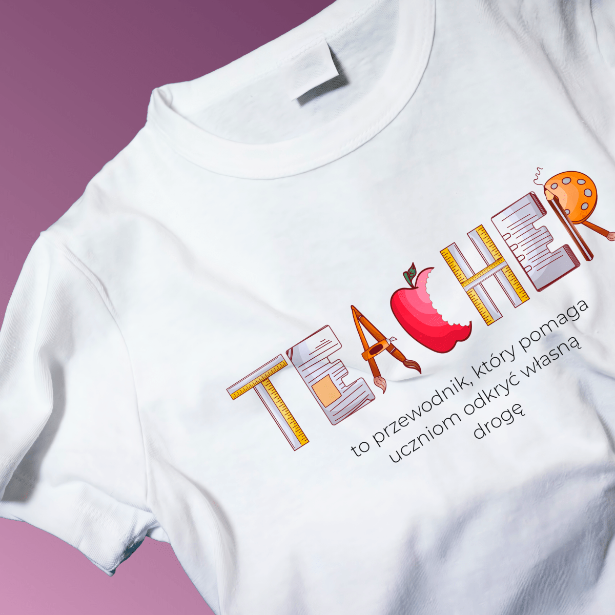 Koszulka damska z nadrukiem TEACHER - spersonalizowany prezent dla nauczyciela - idamell.com