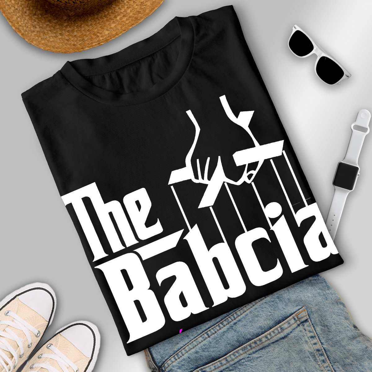 Koszulka damska z nadrukiem THE BABCIA - spersonalizowany prezent dla babci - idamell.com