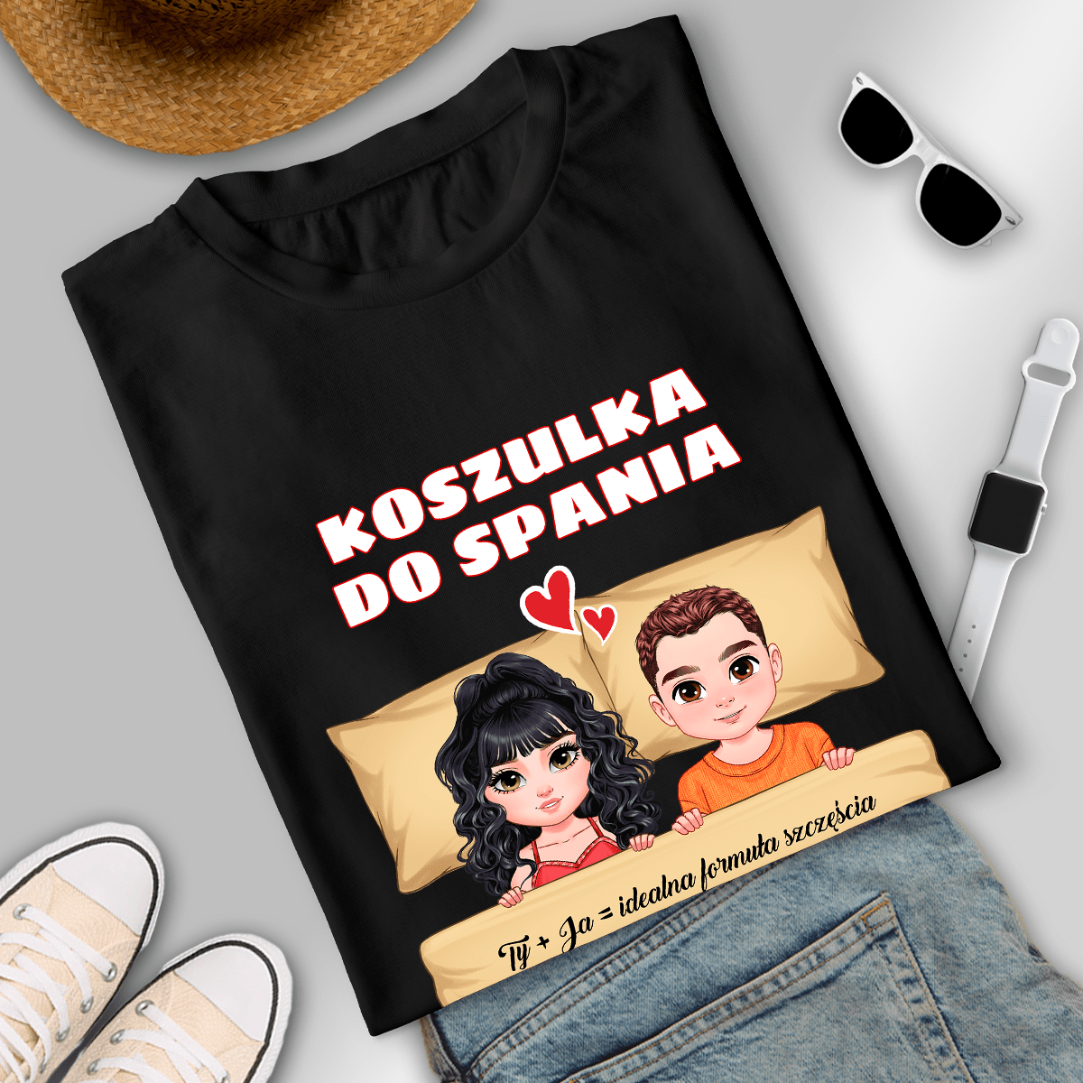 Koszulka damska z nadrukiem TY + JA - spersonalizowany prezent dla niej - idamell.com