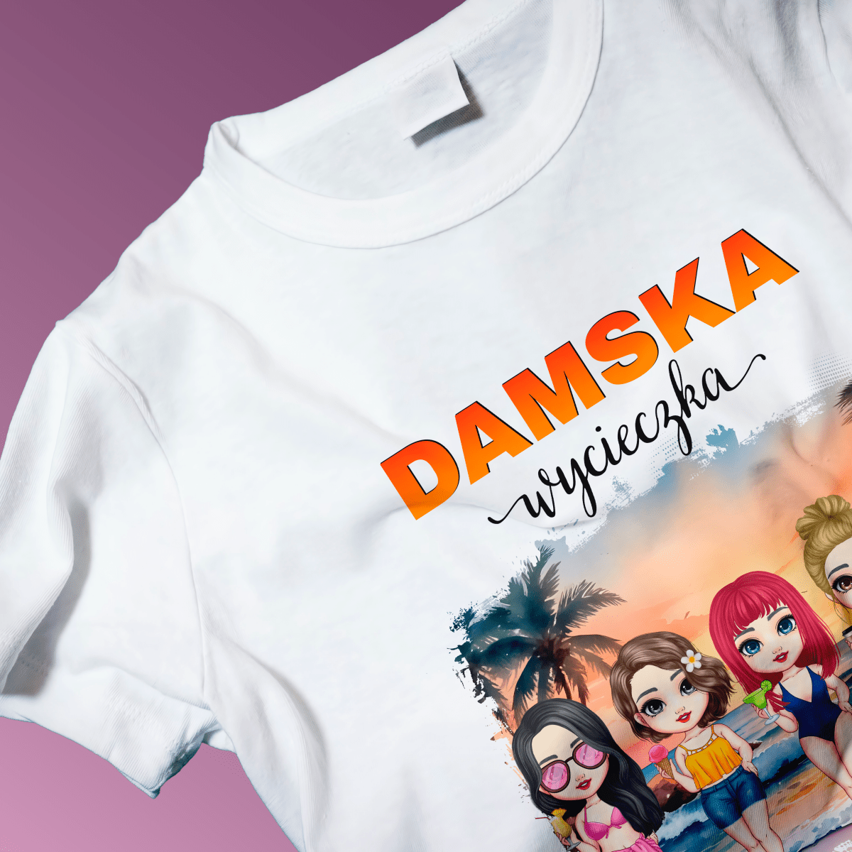 Koszulka damska z nadrukiem WYCIECZKA - spersonalizowany prezent dla przyjaciółki - idamell.com