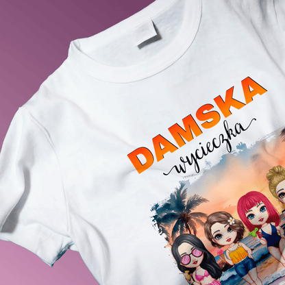 Koszulka damska z nadrukiem WYCIECZKA - spersonalizowany prezent dla przyjaciółki - idamell.com