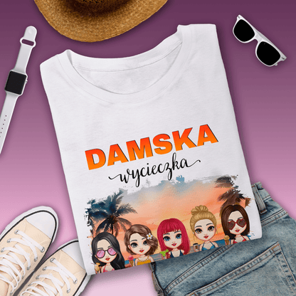Koszulka damska z nadrukiem WYCIECZKA - spersonalizowany prezent dla przyjaciółki - idamell.com