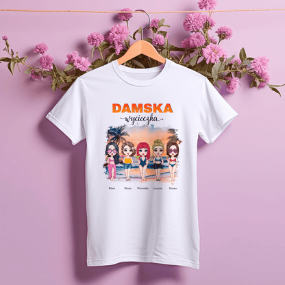 Koszulka damska z nadrukiem WYCIECZKA - spersonalizowany prezent dla przyjaciółki - idamell.com