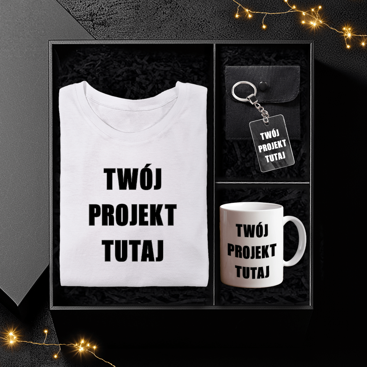 Koszulka + kubek + brelok INDYWIDUALNY PROJEKT - Box prezentowy, spersonalizowany prezent dla niego - idamell.com