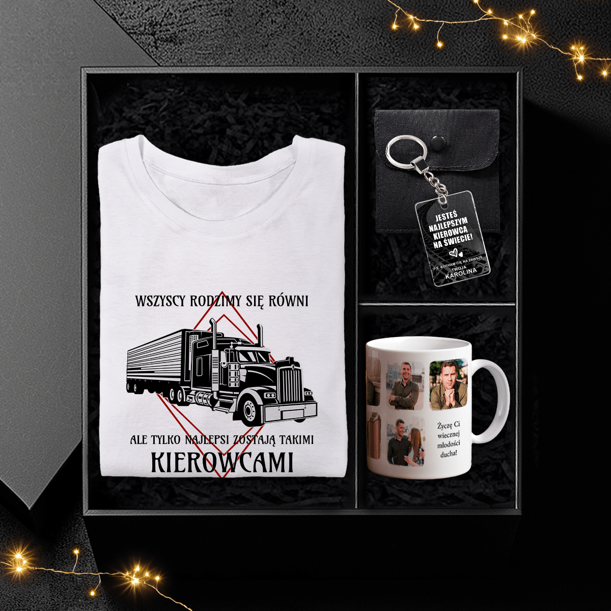 Koszulka + kubek + brelok KIEROWCA - Box prezentowy, spersonalizowany prezent dla mężczyzny - idamell.com
