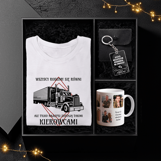 Koszulka + kubek + brelok KIEROWCA - Box prezentowy, spersonalizowany prezent dla mężczyzny - idamell.com
