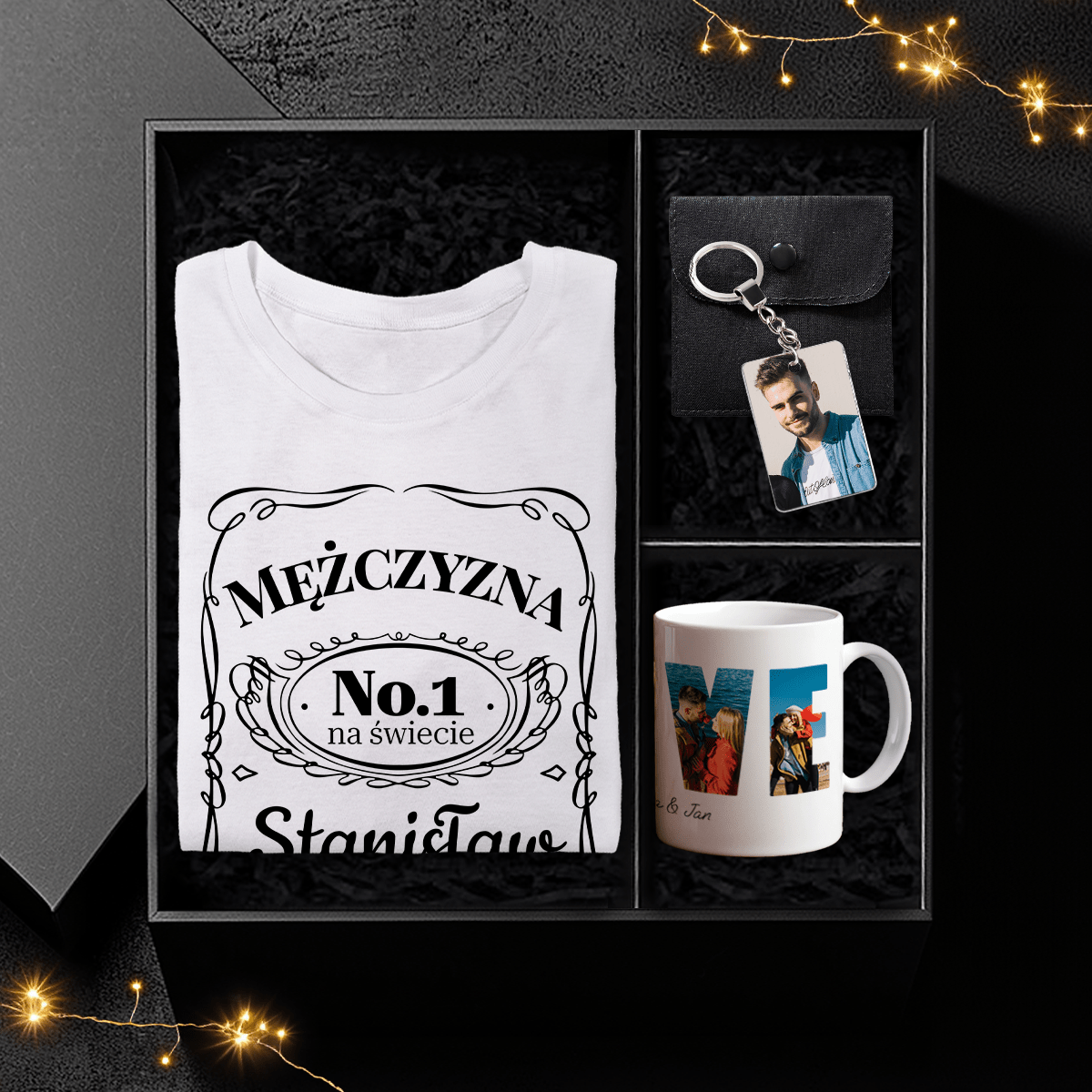 Koszulka + kubek + brelok KOCHANY MĄŻ - Box prezentowy, spersonalizowany prezent dla męża - idamell.com