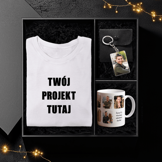 Koszulka + kubek + brelok PROJEKT WŁASNY - Box prezentowy, spersonalizowany prezent dla męża - idamell.com