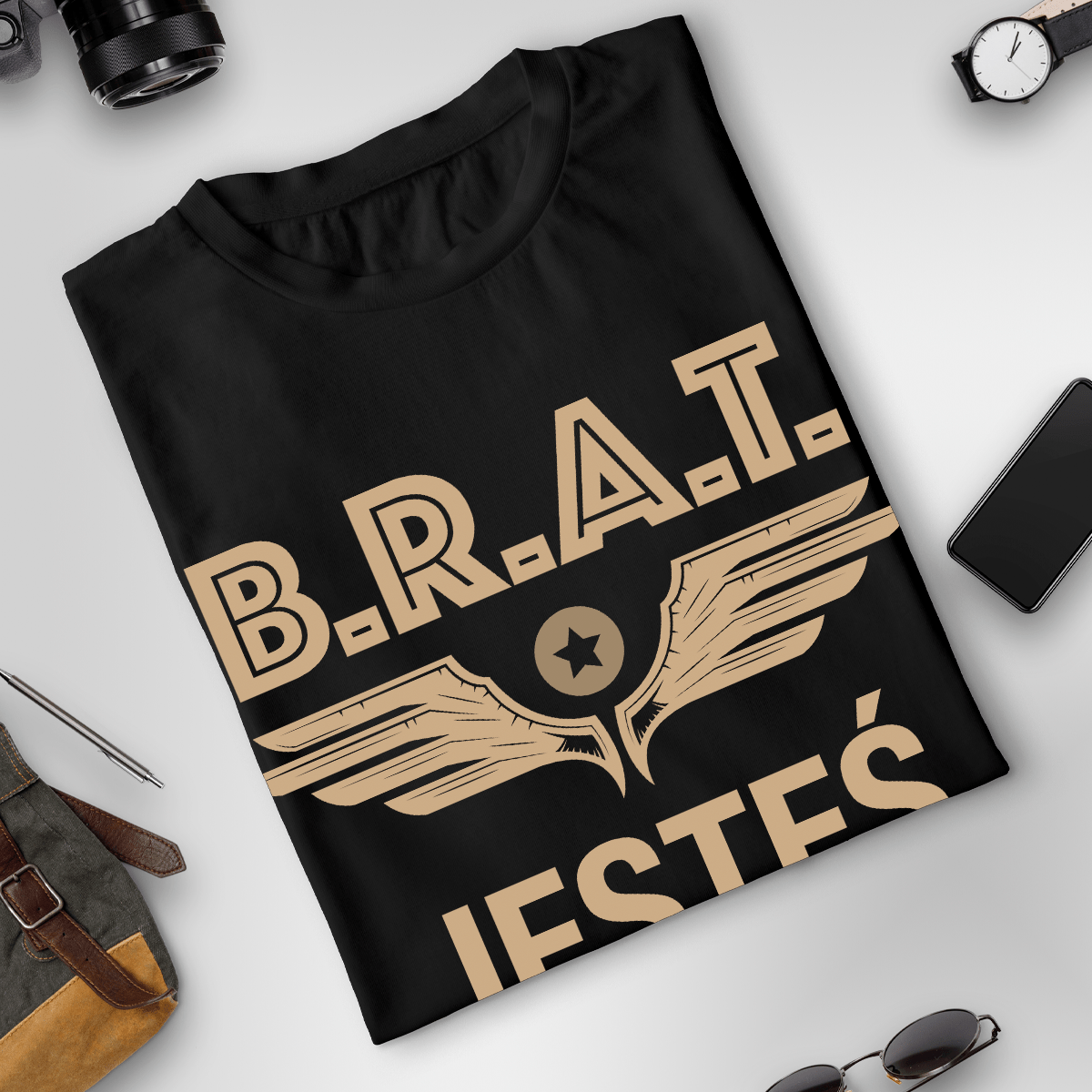 Koszulka męska z nadrukiem BRAT - prezent dla brata - idamell.com
