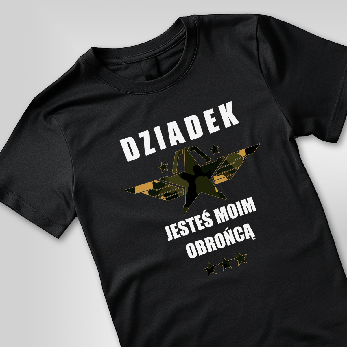 Koszulka męska z nadrukiem DZIADEK OBROŃCA - spersonalizowany prezent dla dziadka - idamell.com