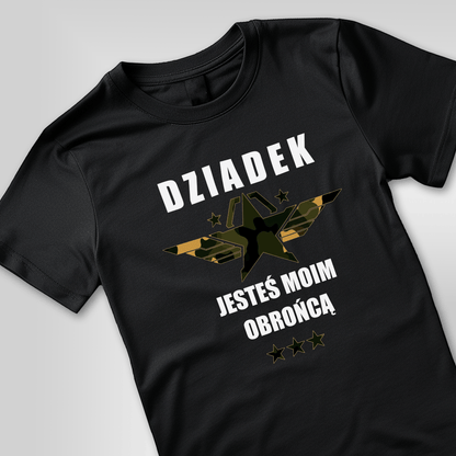 Koszulka męska z nadrukiem DZIADEK OBROŃCA - spersonalizowany prezent dla dziadka - idamell.com