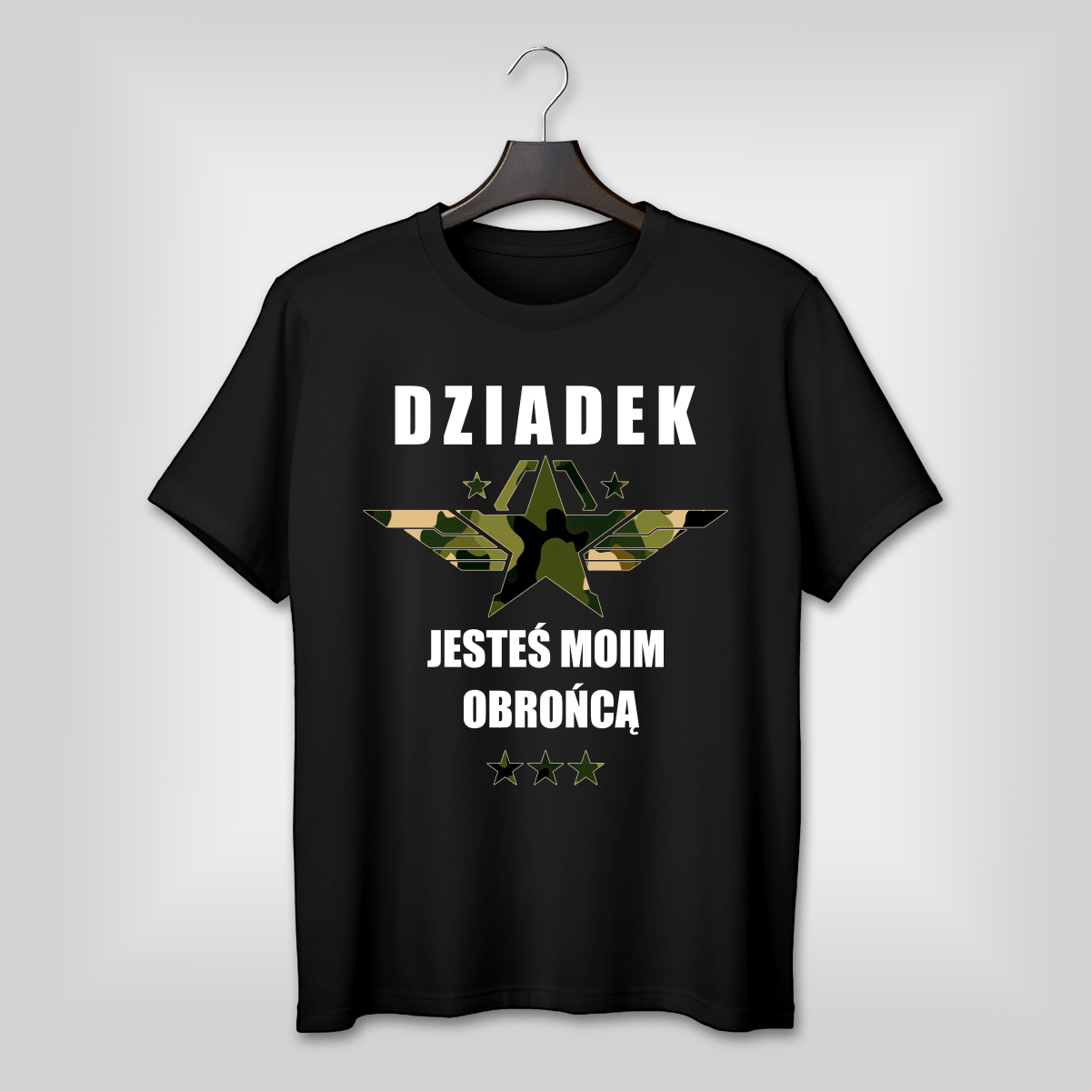 Koszulka męska z nadrukiem DZIADEK OBROŃCA - spersonalizowany prezent dla dziadka - idamell.com