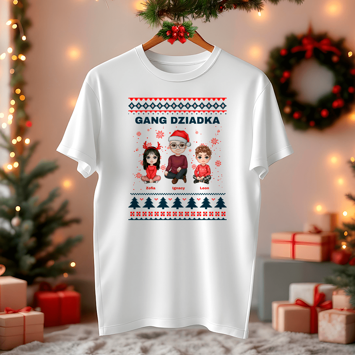 Koszulka męska z nadrukiem GANG DZIADKA - spersonalizowany prezent dla dziadka - idamell.com