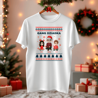Koszulka męska z nadrukiem GANG DZIADKA - spersonalizowany prezent dla dziadka - idamell.com