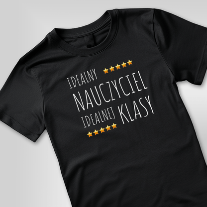 Koszulka męska z nadrukiem IDEALNY NAUCZYCIEL - spersonalizowany prezent dla nauczyciela - idamell.com