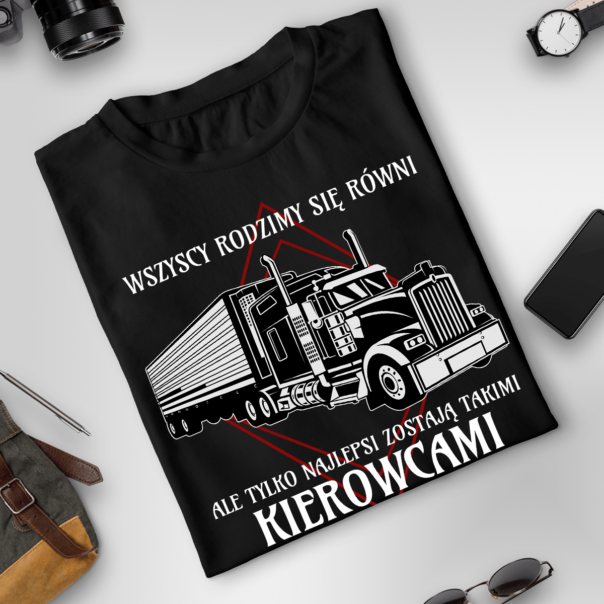 Koszulka męska z nadrukiem KIEROWCA - spersonalizowany prezent dla niego - idamell.com